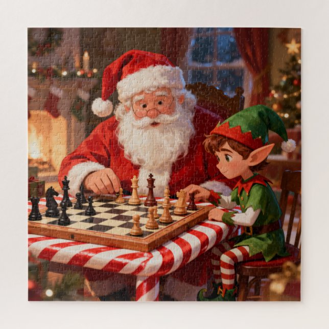 Quebra-cabeça Santa & Elf Chess Game Christmas (Vertical)