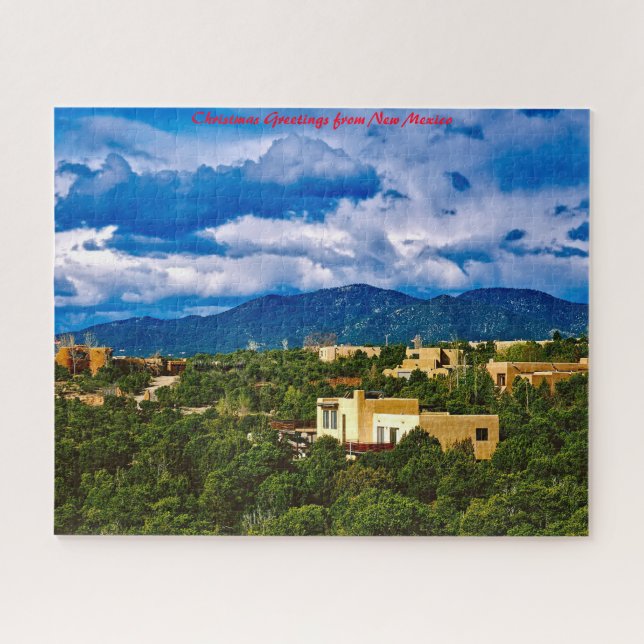 Quebra-cabeça Santa Fe Novo México.Saudação de Natal (Horizontal)