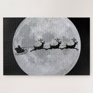 Quebra-cabeça Santa Flying to the Moon Puzzle