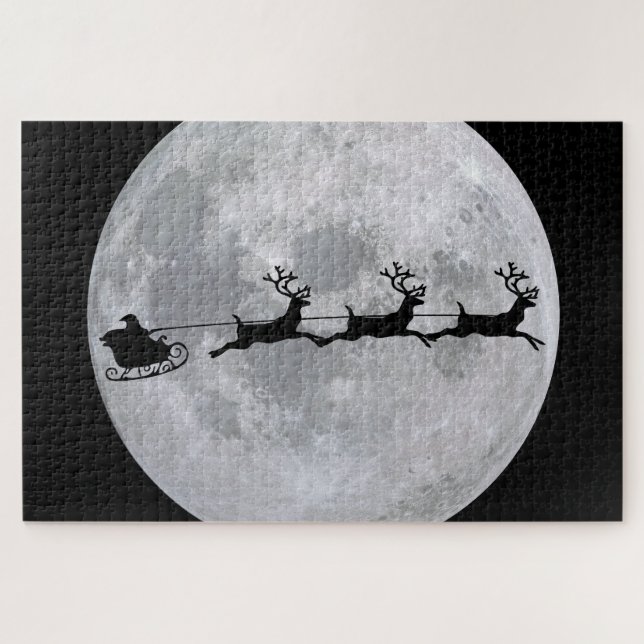 Quebra-cabeça Santa Flying to the Moon Puzzle (Horizontal)