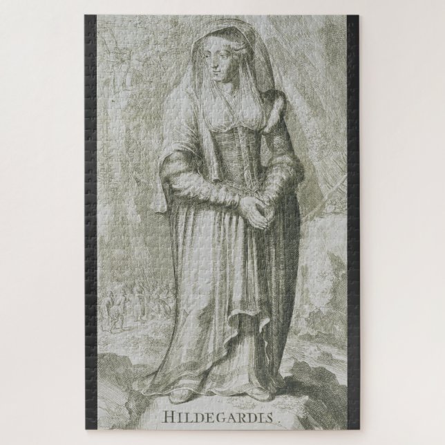 Quebra-cabeça Santa Hildegarda de Bingen Arte Mística Medieval (Vertical)