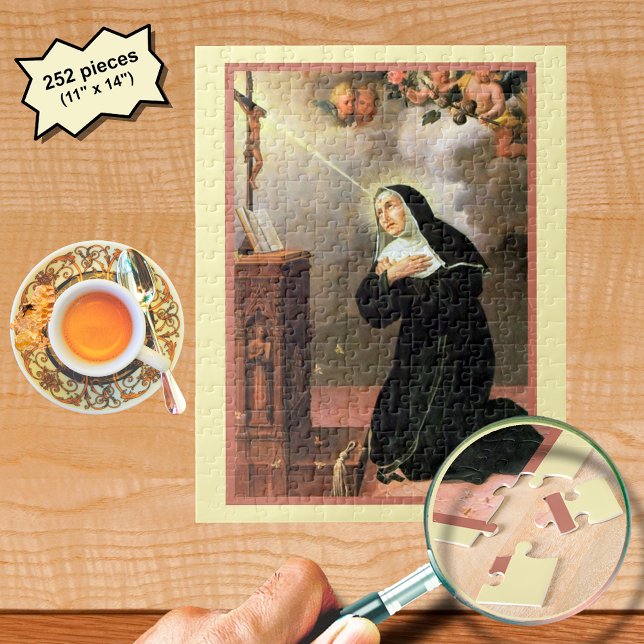 Quebra-cabeça Santa Rita com Abelhas Rezando diante de um Crucif (Criador carregado)