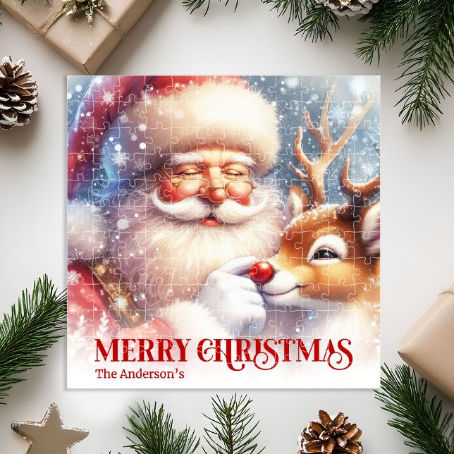 Quebra-cabeça Santa Rudolph Custom Christmas Puzzle Best Kids  (Santa Rudolph Custom Christmas Puzzle Best Kids Gift)