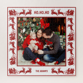 Quebra-cabeça Santa Sleigh Ride Christmas Family Photo