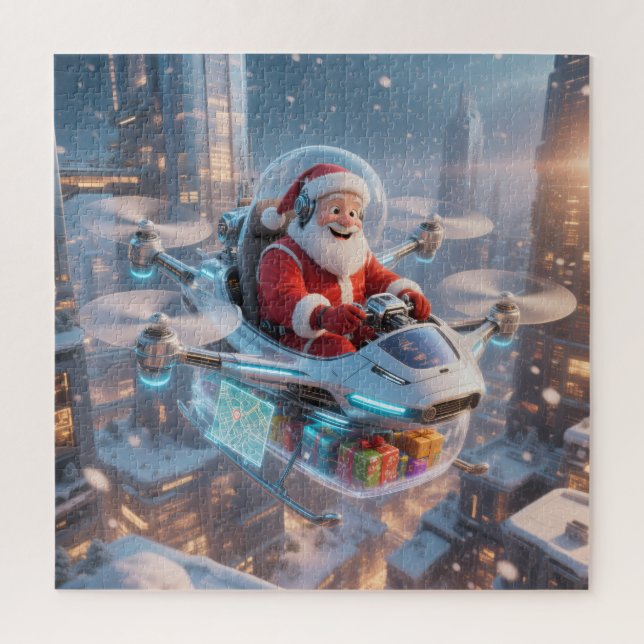 Quebra-cabeça Santa's Cyber-Sleigh: Futuristic Drone Delivery (Vertical)