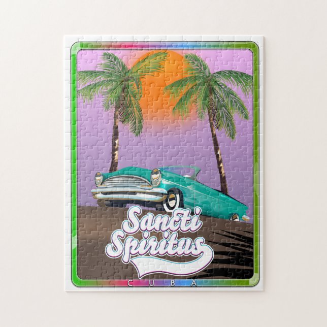 Quebra-cabeça santi spiritus poster de viagens de Cuba. (Vertical)