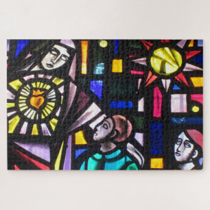 Quebra-cabeça santo de vidro colorido
