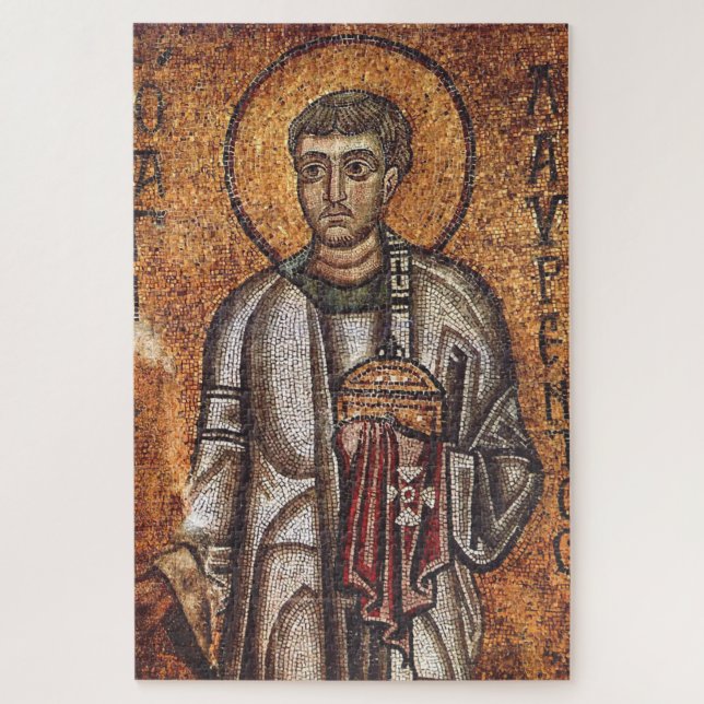 Quebra-cabeça Santo Lawrence Impressão de Arte em Mosaico Ortodo (Vertical)