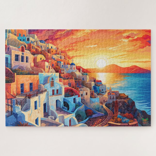 Quebra-cabeça 🌅 Santorini Sunset Stroll (Horizontal)