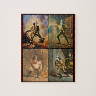 Quebra-cabeça Sapadores-bombeiros do Victorian do vintage