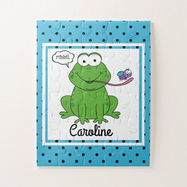 Quebra-cabeça Sapo bonito em Bolinhas, Crianças Personalizadas (Vertical)