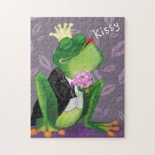 Quebra-cabeça Sapo engraçado Príncipe com Flor - Kissy