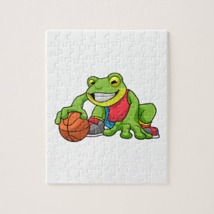 Quebra-cabeça Sapo no Esporte com Basquete