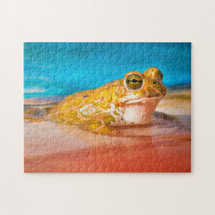 Quebra-cabeça Sapo Verde Anfíbio na Foto Pintura da Água