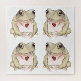 Quebra-cabeça Sapo verde desenhado à mão