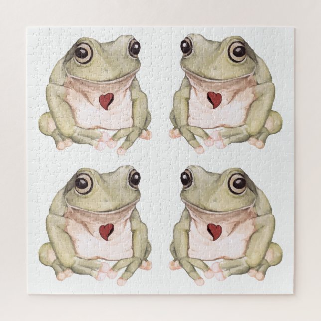 Quebra-cabeça Sapo verde desenhado à mão (Vertical)