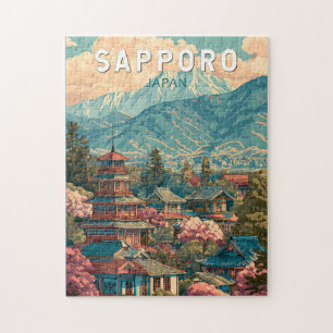 Quebra-cabeça Sapporo Japão Viagem Arte Vintage