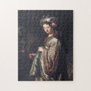 Quebra-cabeça Saskia van Uylenburgh como Flora, Rembrandt, 1634