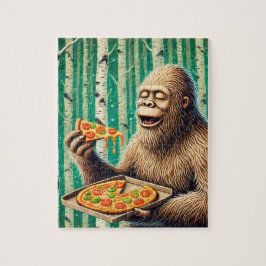 Quebra-cabeça Sasquatch e Pizza em uma Floresta de Árvore Birch
