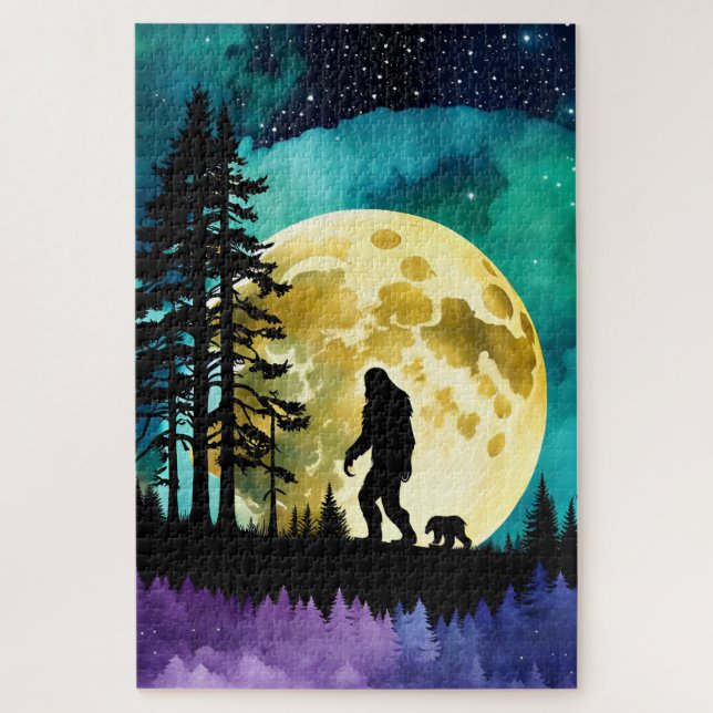 Quebra-cabeça Sasquatch e Urso na montanha (Vertical)