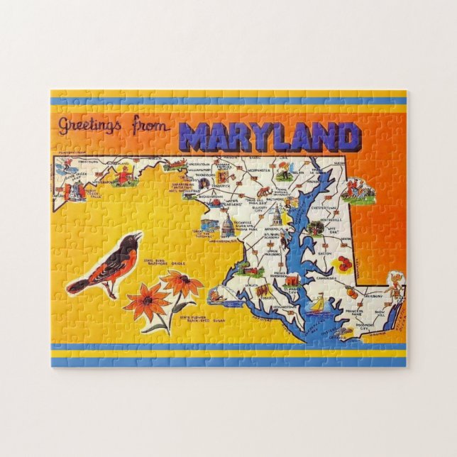 Quebra-cabeça Saudação Vintage de Maryland (Horizontal)