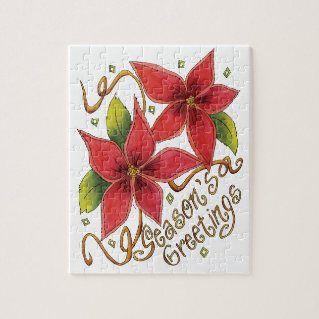 Quebra-cabeça Saudações da Festa de Natal com Poinsettias (Vertical)