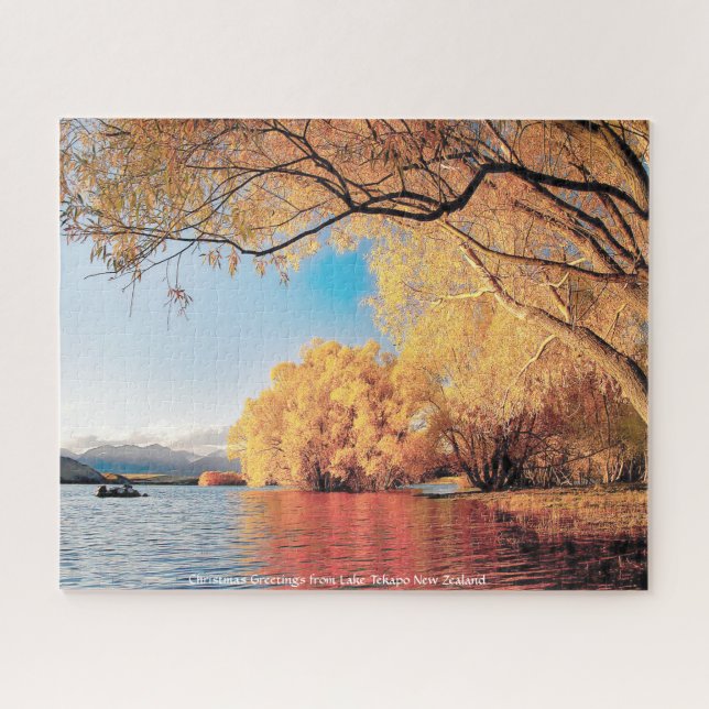 Quebra-cabeça Saudações de Natal do Lago Tekapo Nova Zelândia (Horizontal)