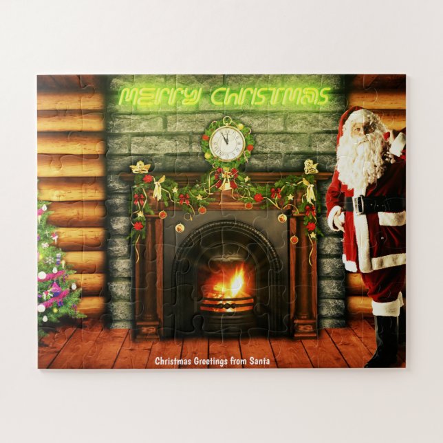 Quebra-cabeça Saudações de Natal do Papai Noel (Horizontal)