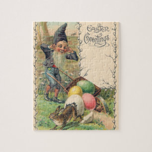 Quebra-cabeça Saudações de Páscoa Vitorianas Vintage com Gnome