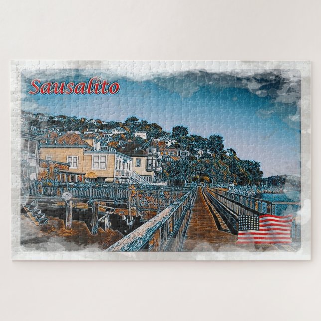 Quebra-cabeça Sausalito - Promenade - Estados Unidos - (Horizontal)