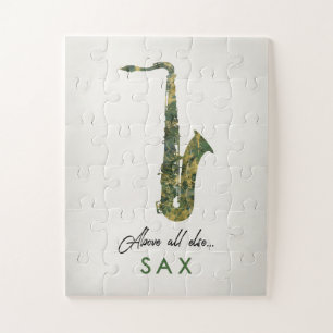 Quebra-cabeça Saxofone - música de mármore verde