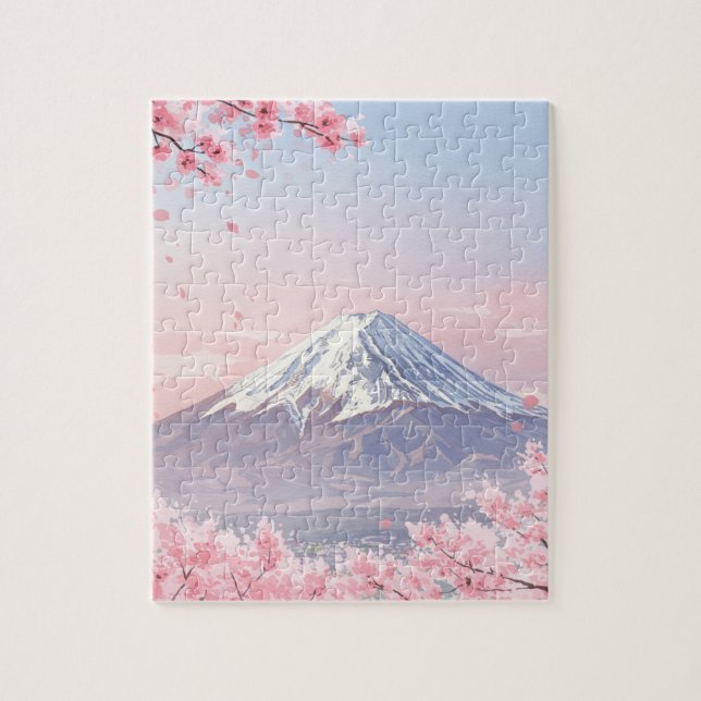 Quebra-cabeça Scenic Puzzle of Mount Fuji and Cherry Blossoms (Vertical)