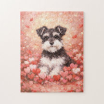 Schnauzer do Dia dos Namorados com Corações