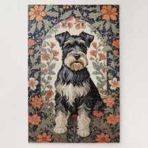 Schnauzer Elegante Inspirado em Motivos Florais de
