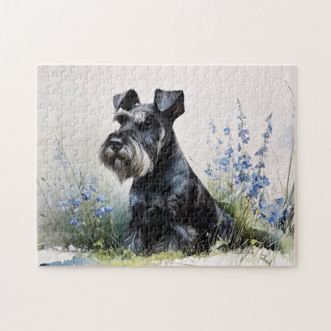 Quebra-cabeça Schnauzer em Aquarela (Horizontal)