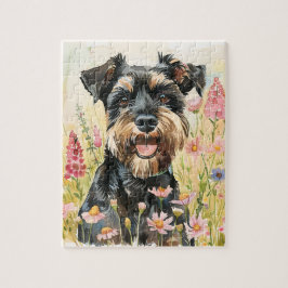 Quebra-cabeça Schnauzer Puzzle – Dog Lover’s Watercolor Jigsaw G