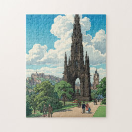 Quebra-cabeça Scott Monument of Edinburgh Japanese Woodblock Pri