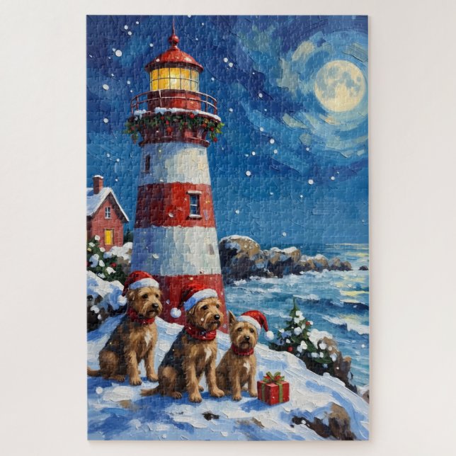 Quebra-cabeça Scottish Terrier Christmas Lighthouse Holiday (Vertical)