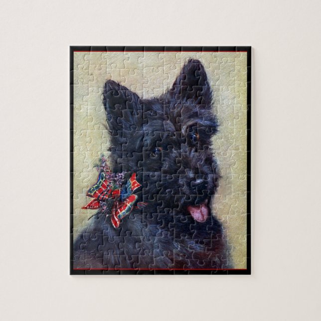 Quebra-cabeça Scottish Terrier com Tartan e Heather (Vertical)