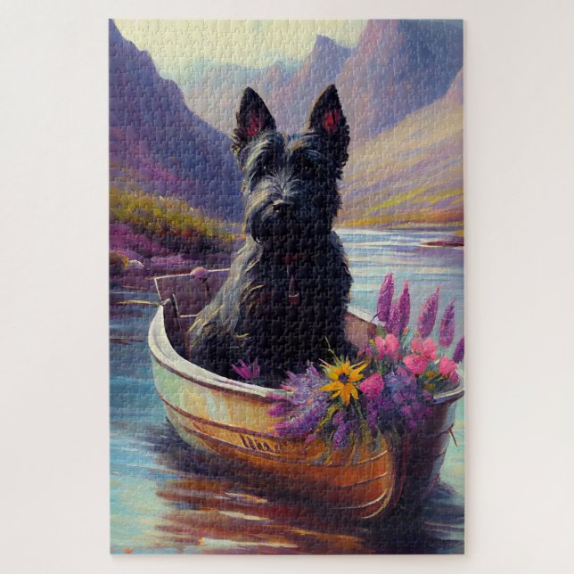 Quebra-cabeça Scottish Terrier on a Paddle: A Scenic Adventure (Vertical)
