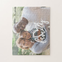 Quebra-cabeça Script da família | Foto personalizada da família