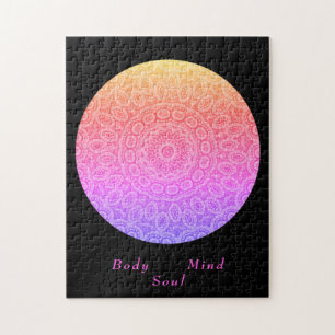 Quebra-cabeça Script de meditação preto rosa moderno de Boho m