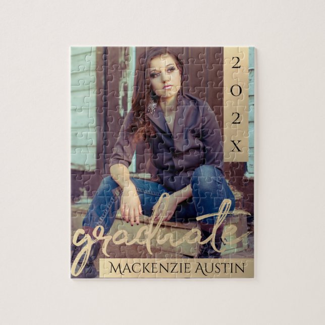 Quebra-cabeça Script Dourado do formando | Elegante Formando (Vertical)