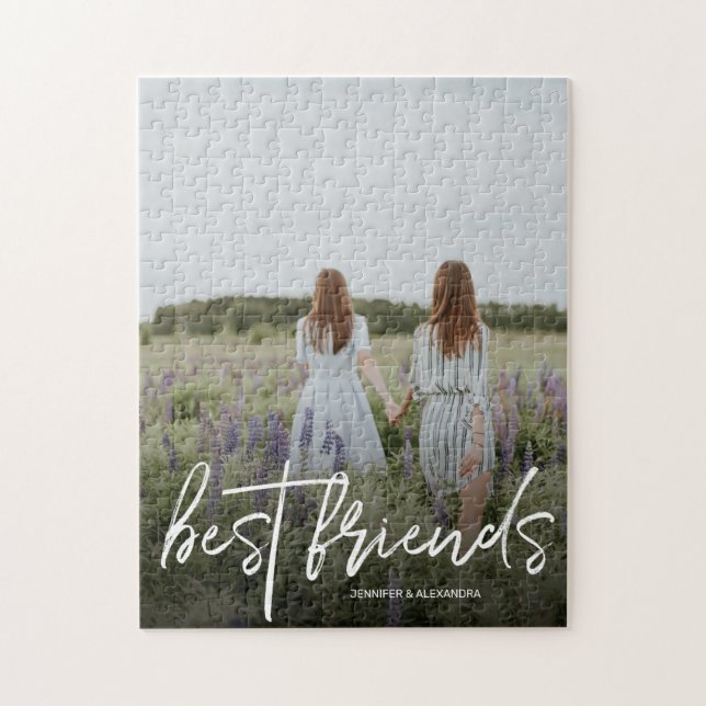 Quebra-cabeça Script e Foto dos Melhores Amigos Modernos (Vertical)