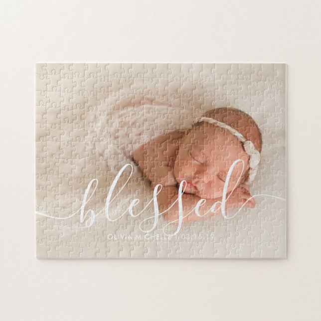 Quebra-cabeça Script Elegante Adicionar Sua Própria Foto (Horizontal)