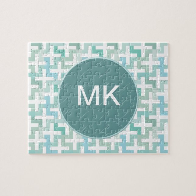 Quebra-cabeça Seafoam Green Geométrico (Horizontal)