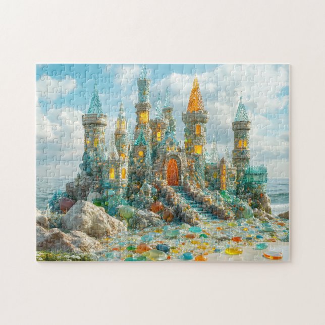 Quebra-cabeça Seaglass Castle Coastal Ocean Crystal Palace (Horizontal)
