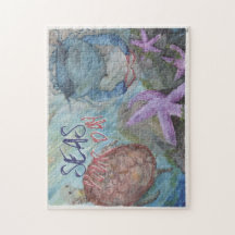 Seas seu dia Sealife Watercolor de 11x14" quebra-c