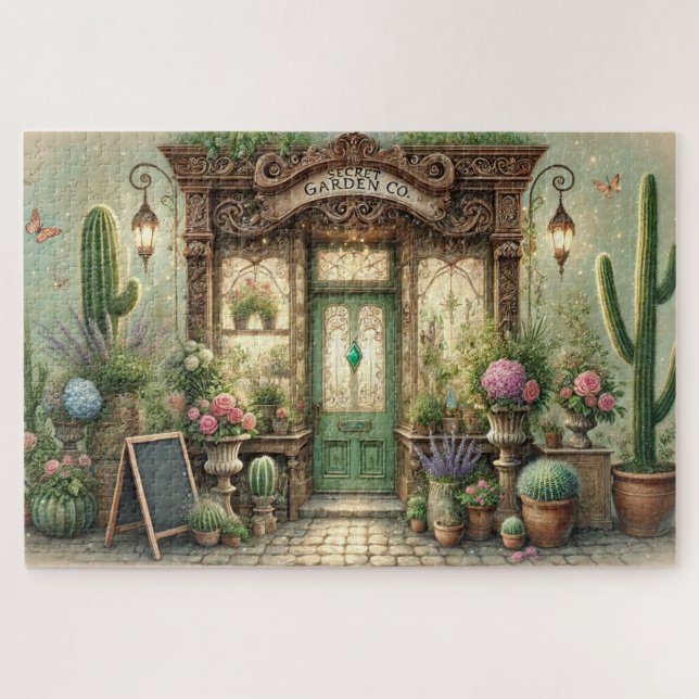 Quebra-cabeça Secret Garden Cactus Shop Plant Nursery Gift (Horizontal)