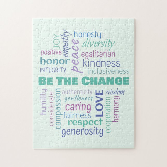 Quebra-cabeça Seja a nuvem de palavras positiva de mudança (Vertical)